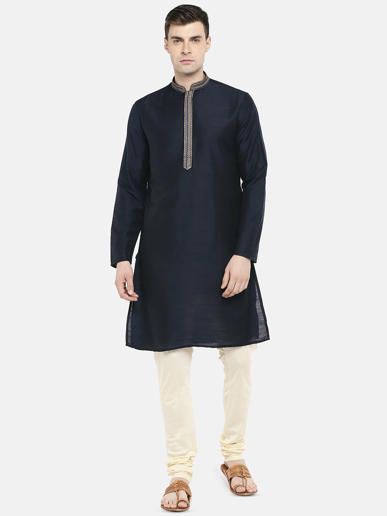 Occassion Men Straight Full Sleeve Navy Kurta