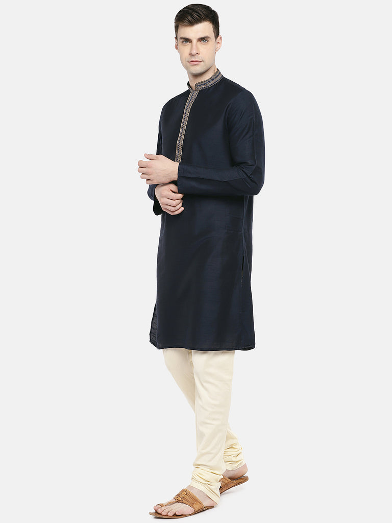 Occassion Men Straight Full Sleeve Navy Kurta
