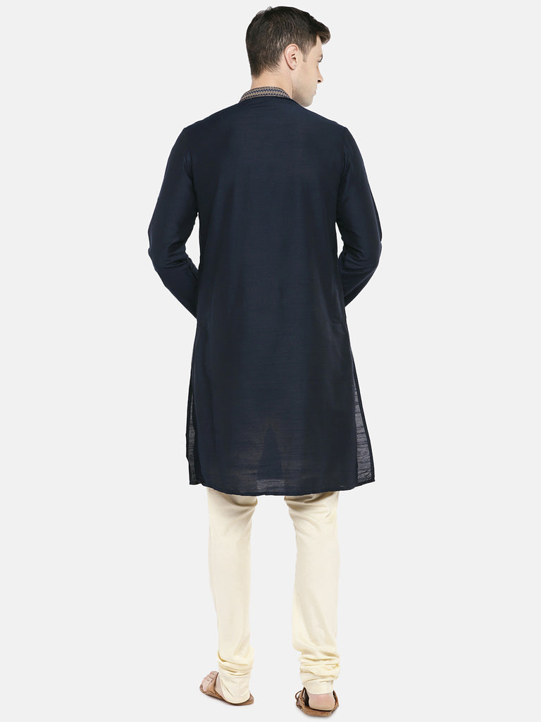 Occassion Men Straight Full Sleeve Navy Kurta