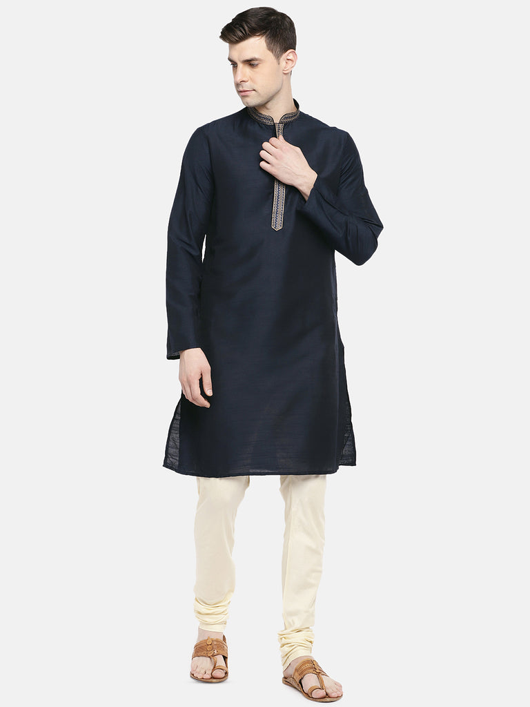 Occassion Men Straight Full Sleeve Navy Kurta
