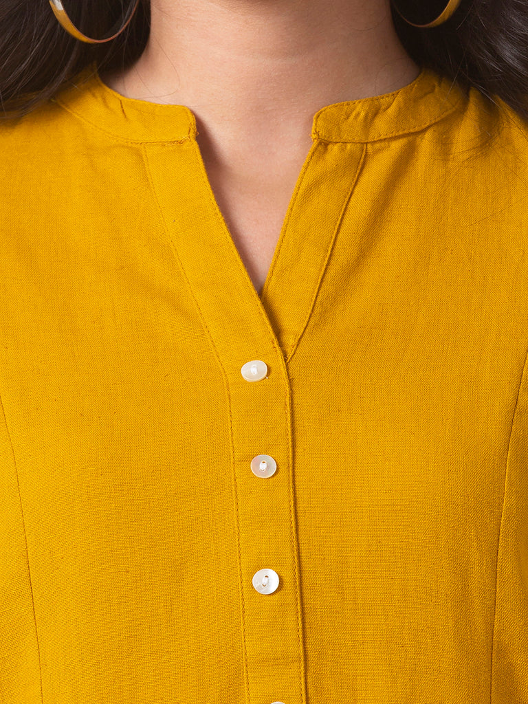Core Women Straight Three-Fourth Mustard Kurta