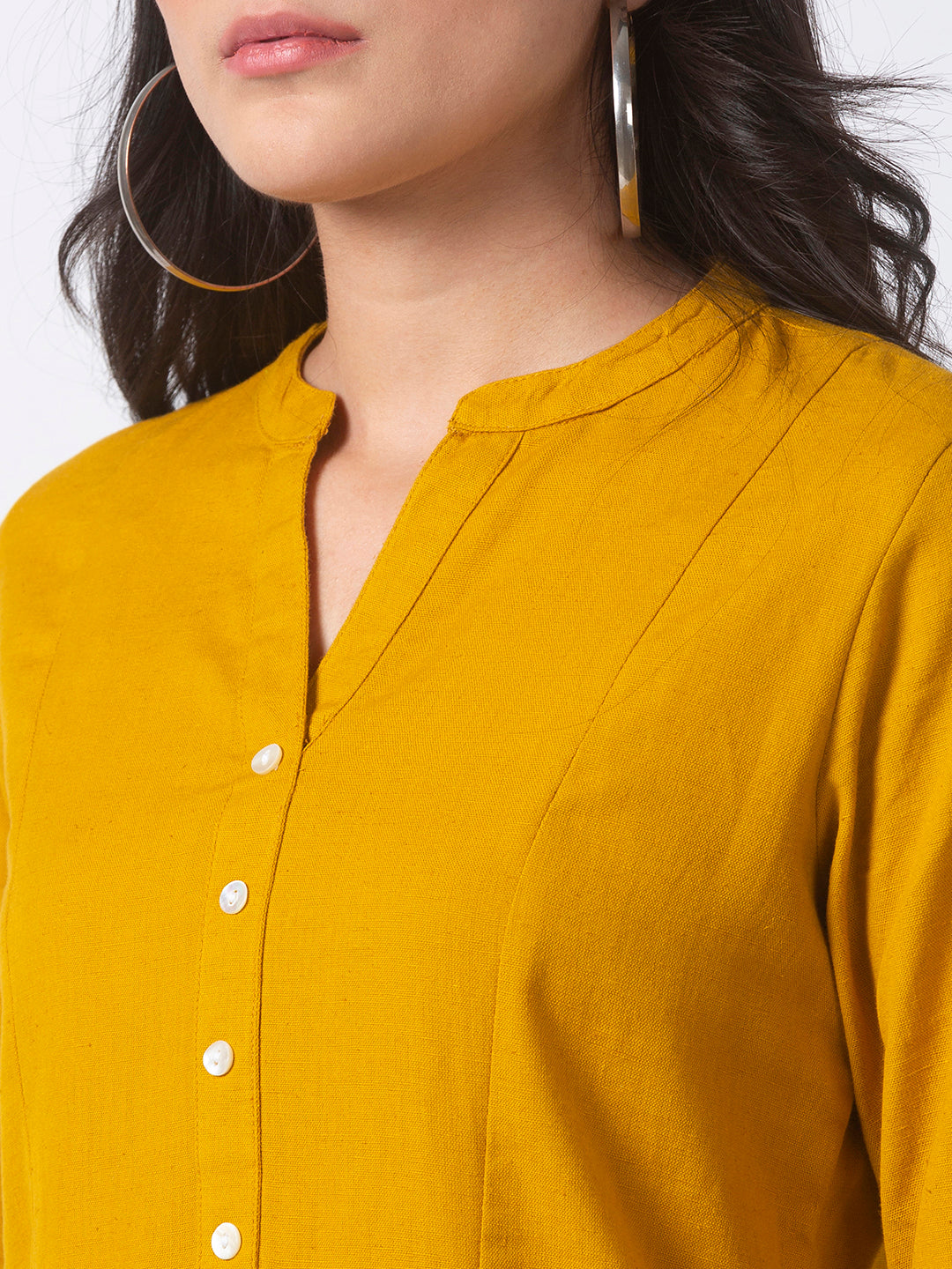 Core Women Straight Three-Fourth Mustard Kurta