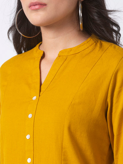 Core Women Straight Three-Fourth Mustard Kurta
