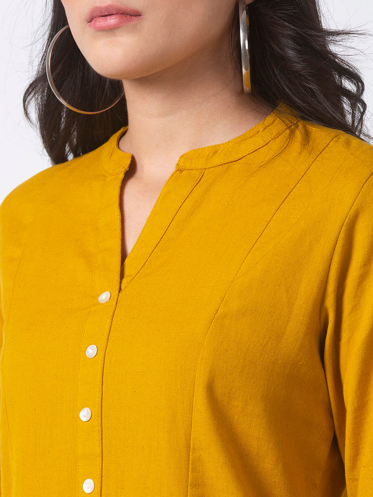 Core Women Straight Three-Fourth Mustard Kurta