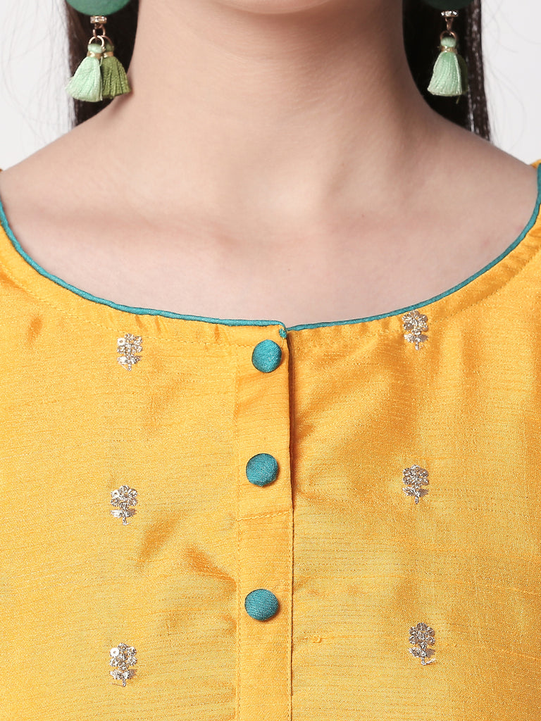 Women Straight Three-Fourth Mustard Kurta