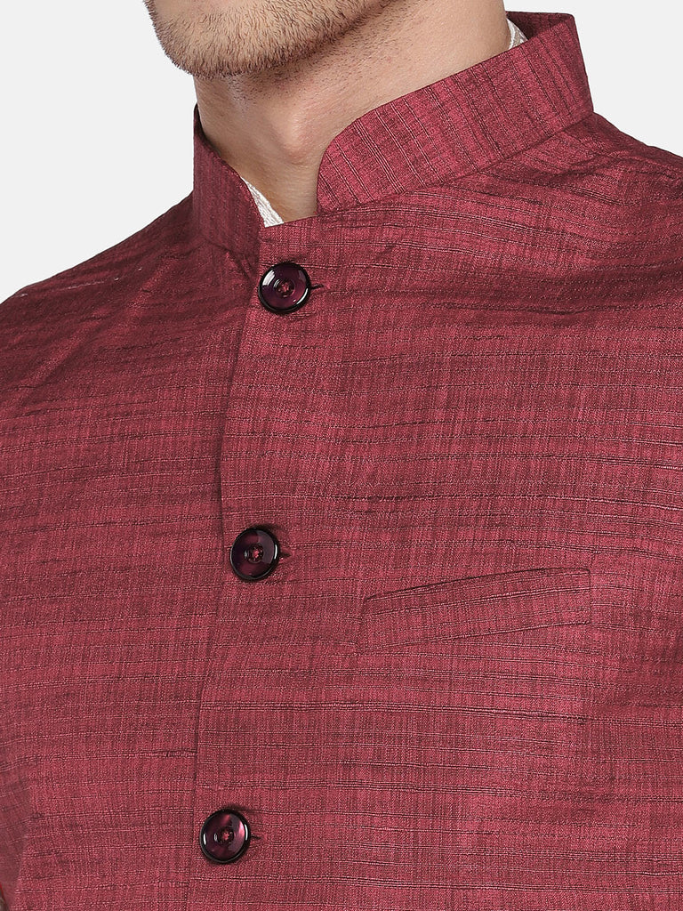 Men Straight Sleeveless Maroon Jackets