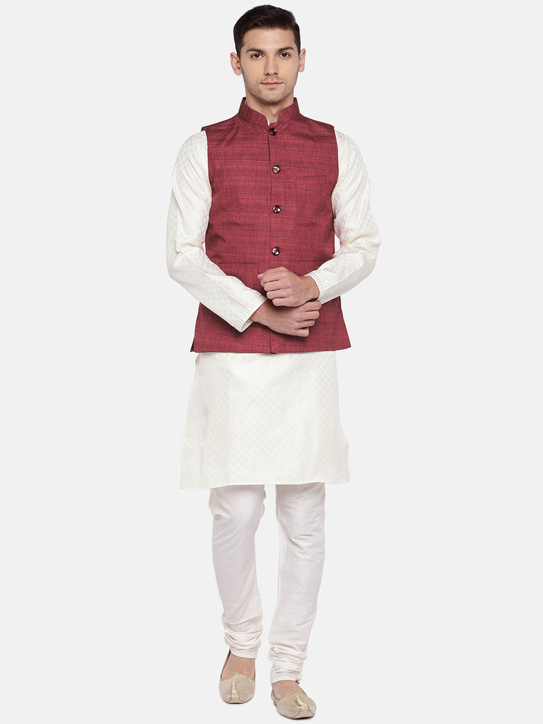 Men Straight Sleeveless Maroon Jackets