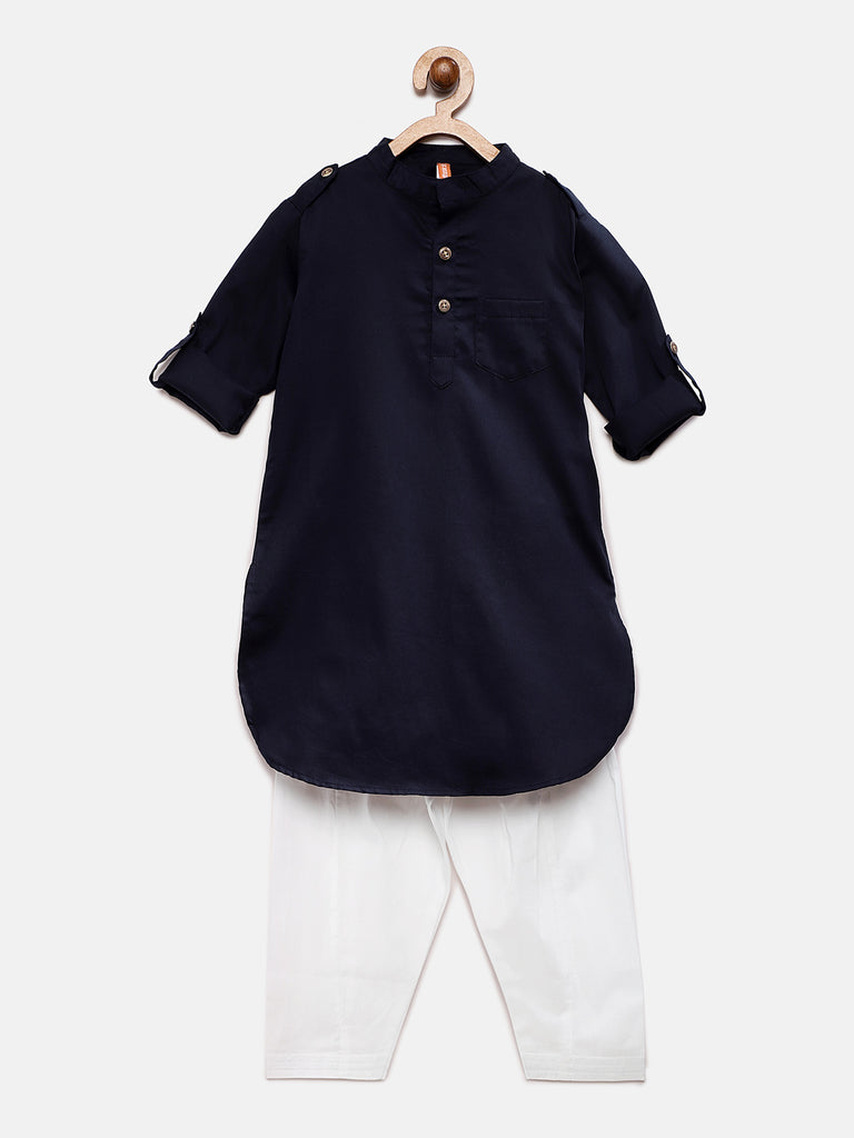 Kids Boys Straight Full Sleeve Navy Kp Set