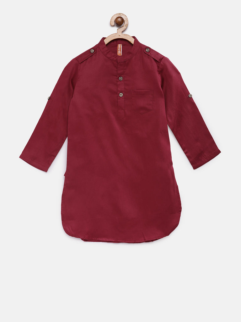 Kids Boys Straight Full Sleeve Maroon Kp Set