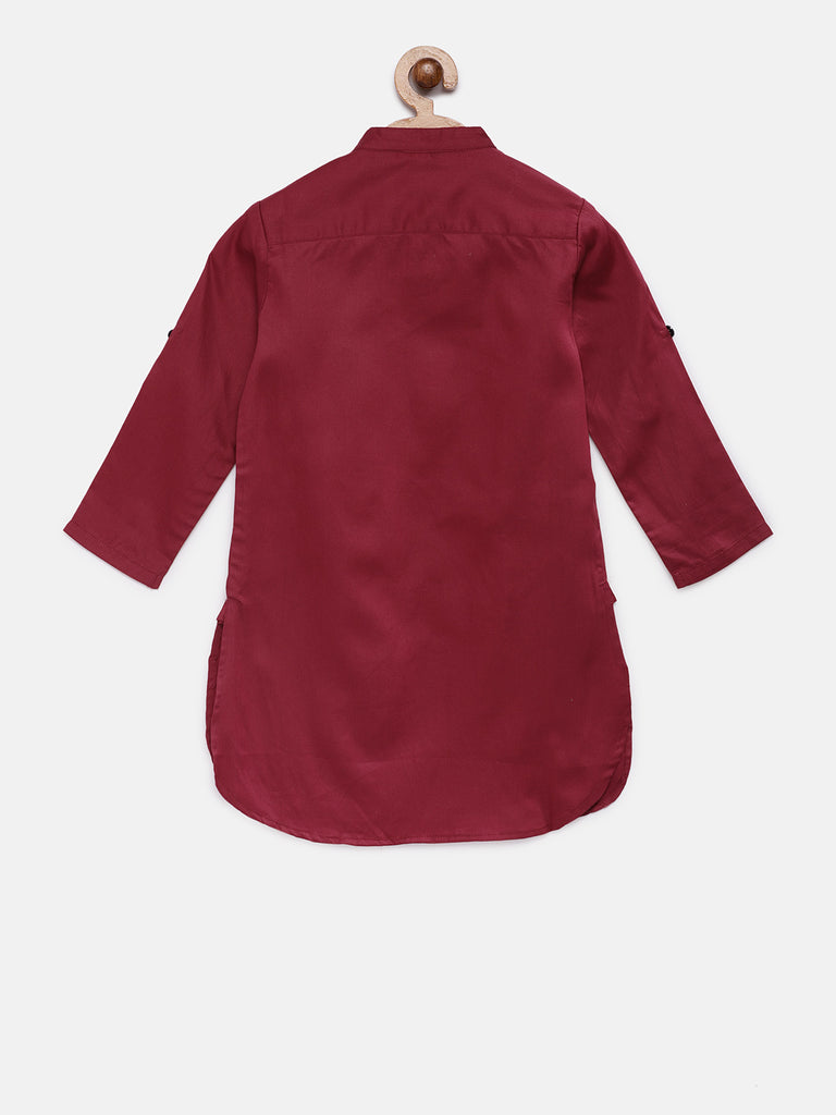 Kids Boys Straight Full Sleeve Maroon Kp Set