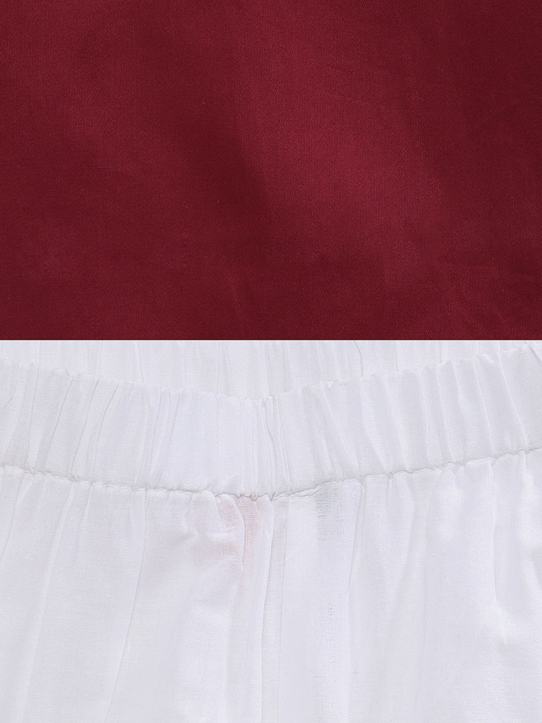 Kids Boys Straight Full Sleeve Maroon Kp Set