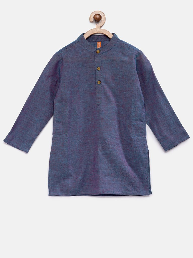 Kids Boys Straight Full Sleeve Blue Kurta