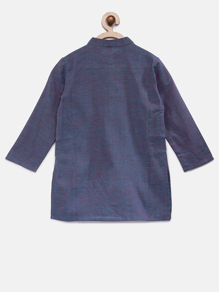 Kids Boys Straight Full Sleeve Blue Kurta