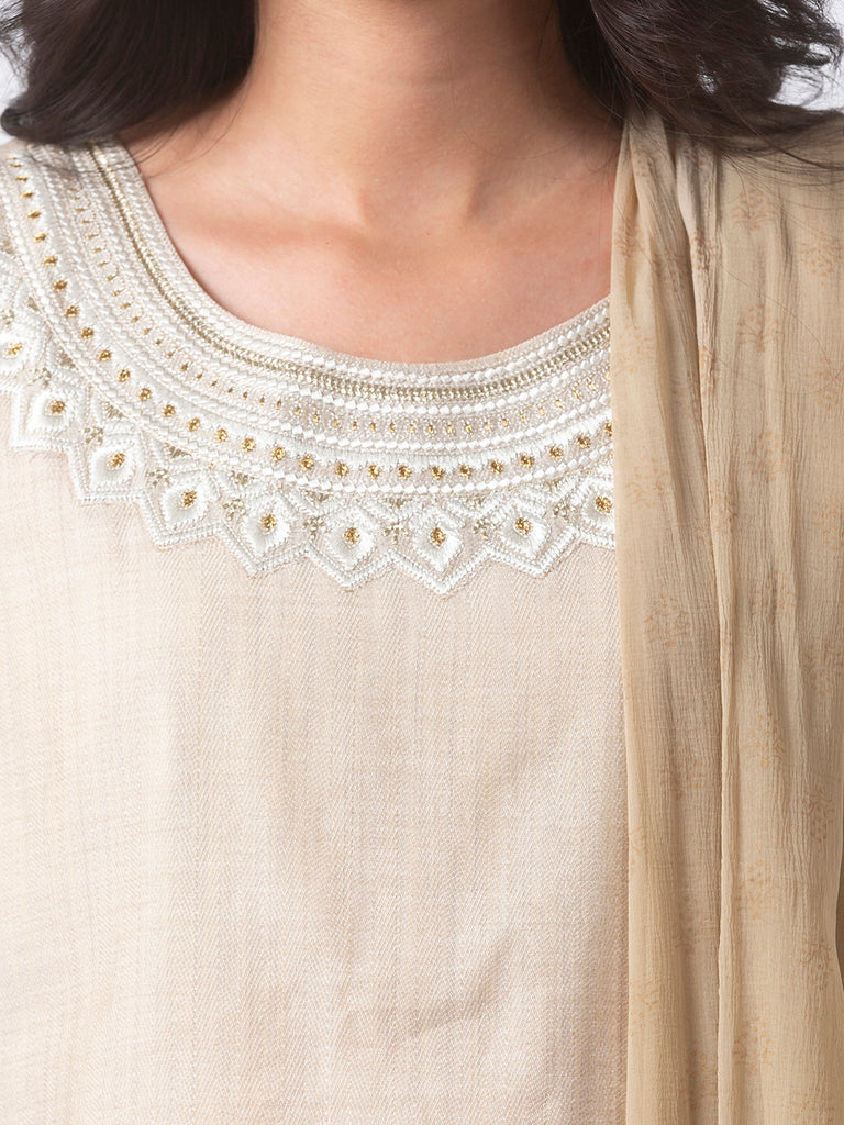 Festive Women Straight Three-Fourth Beige Skd
