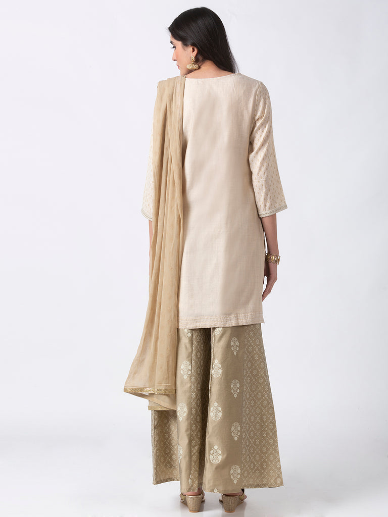 Festive Women Straight Three-Fourth Beige Skd
