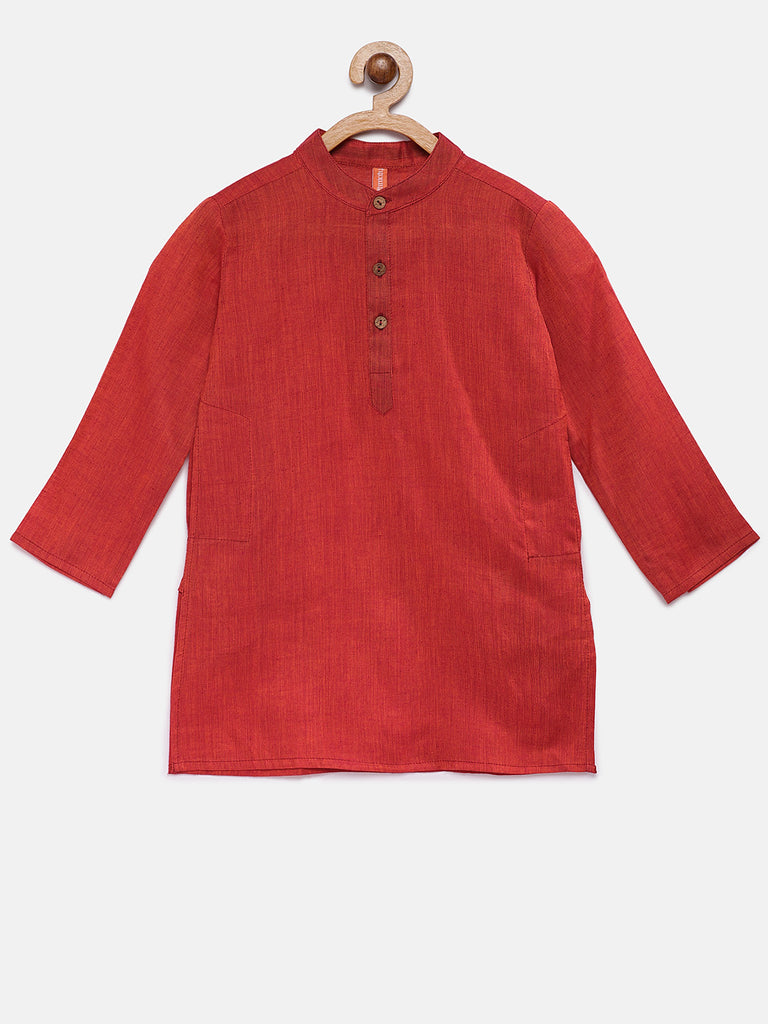 Kids Boys Straight Full Sleeve Red Kurta