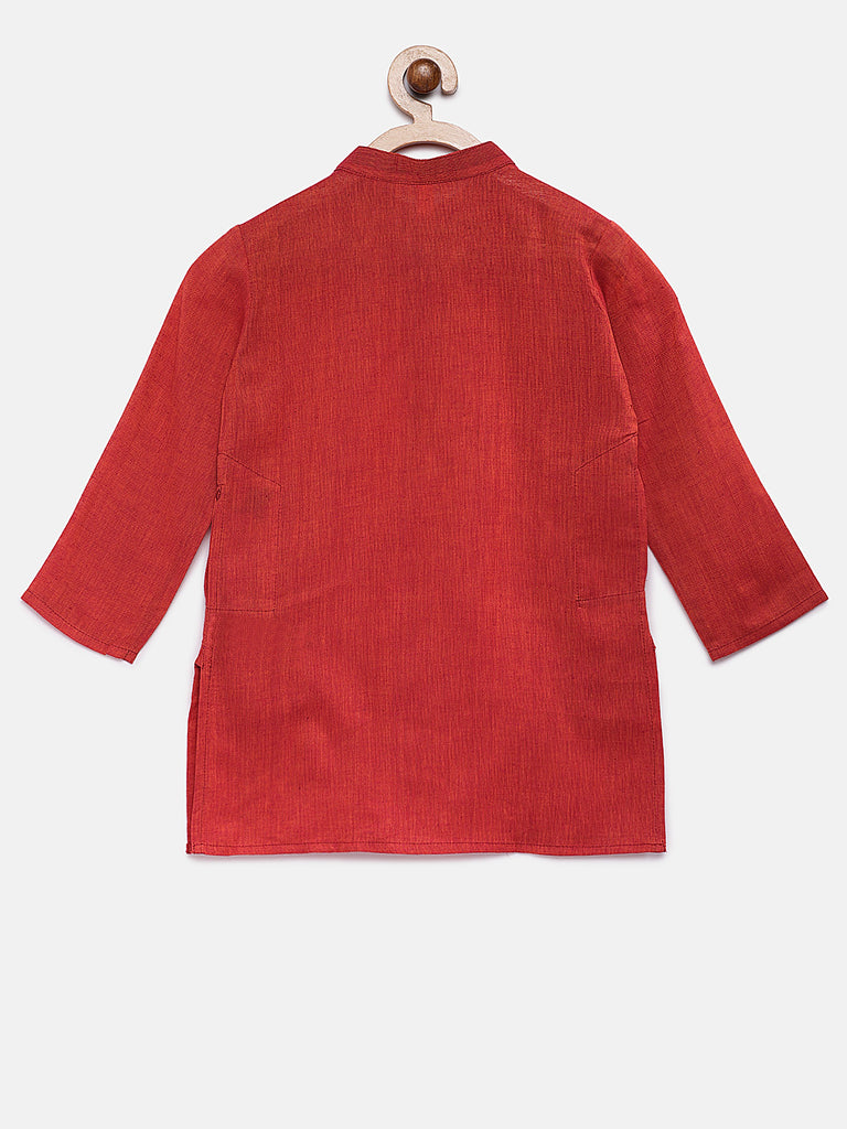 Kids Boys Straight Full Sleeve Red Kurta