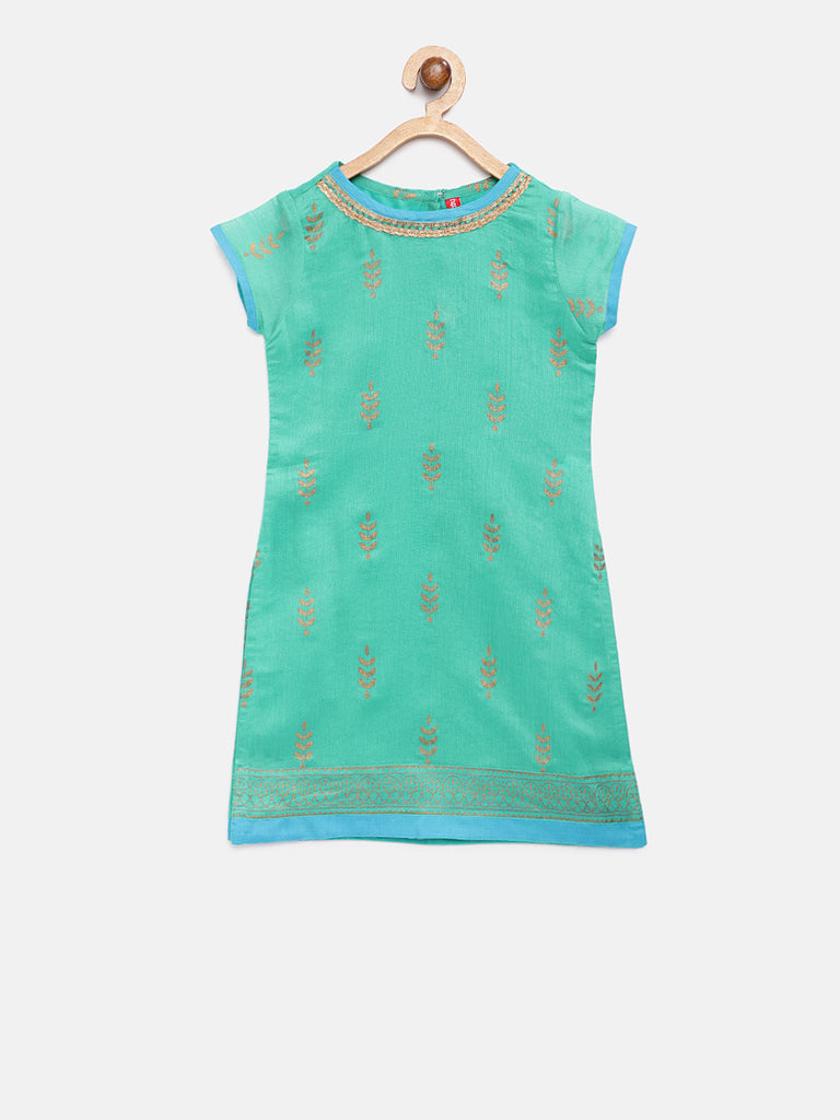 Kids Girls Straight Half Sleeve Teal Skd