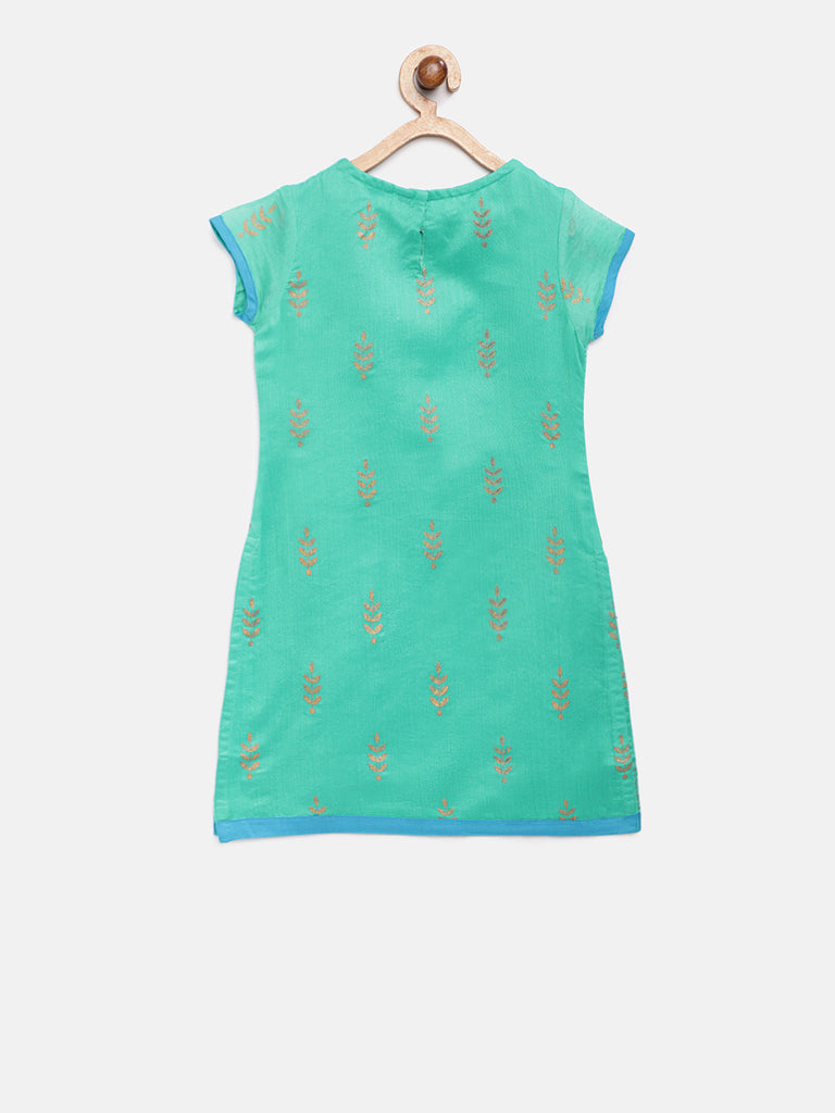 Kids Girls Straight Half Sleeve Teal Skd