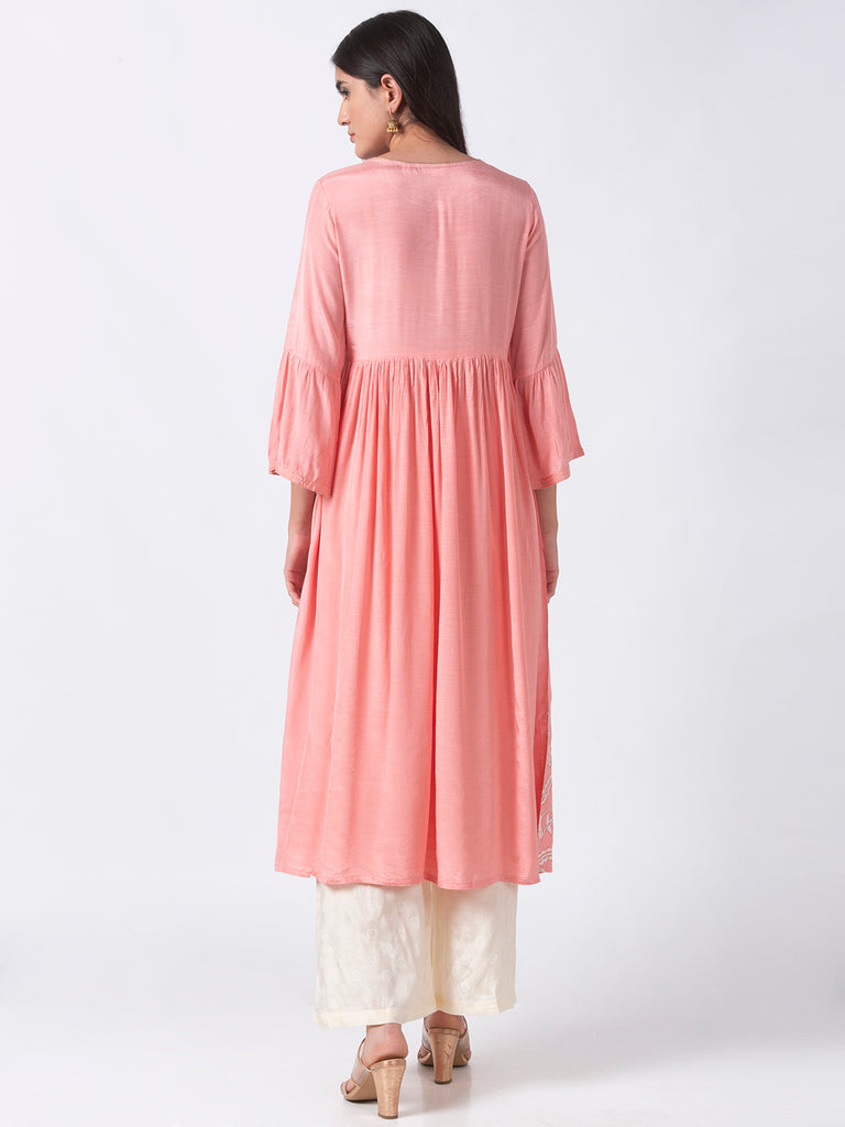 Women Gathered Three-Fourth Pink Skd