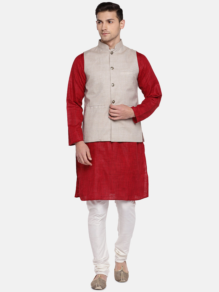 Men Straight Sleeveless Beige Jackets
