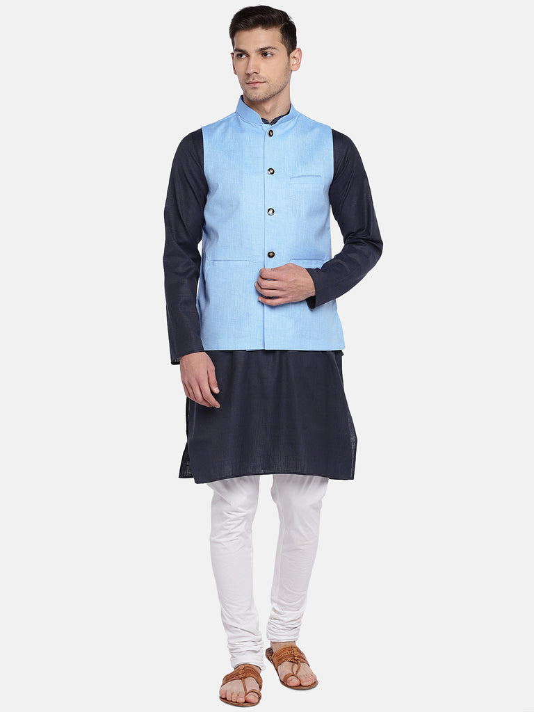 Men Straight Sleeveless Blue Jackets