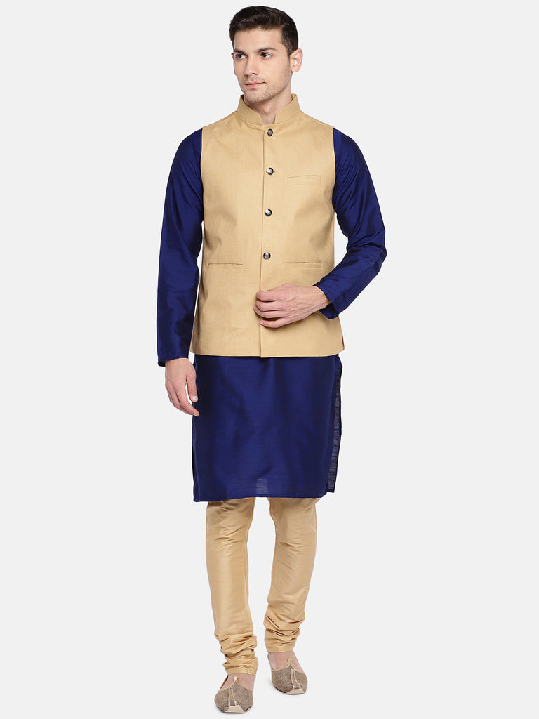 Men Straight Sleeveless Beige Jackets