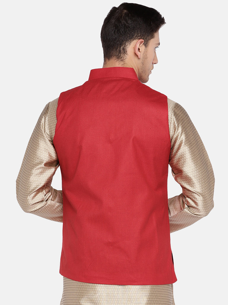 Men Straight Sleeveless Red Jackets
