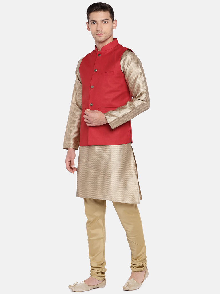 Men Straight Sleeveless Red Jackets