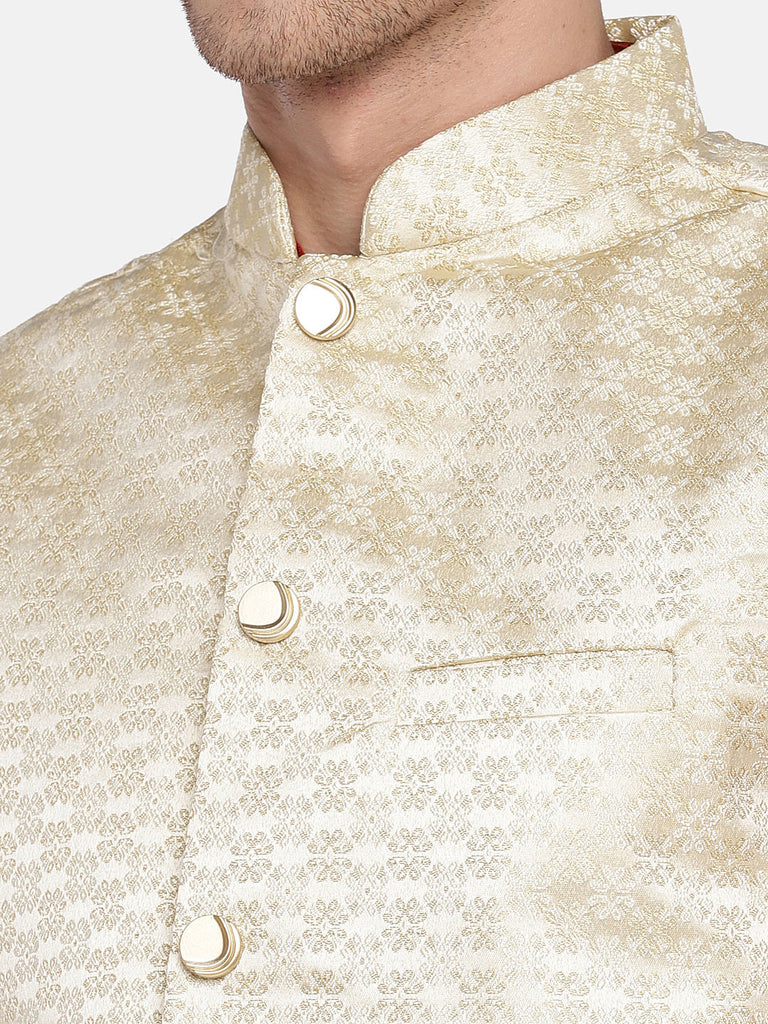 Men Straight Sleeveless Beige Jackets