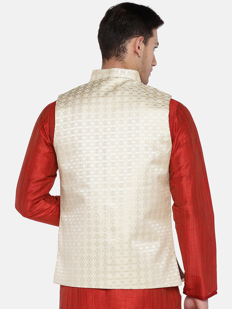 Men Straight Sleeveless Beige Jackets