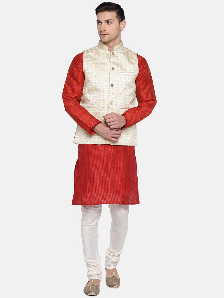 Men Straight Sleeveless Beige Jackets