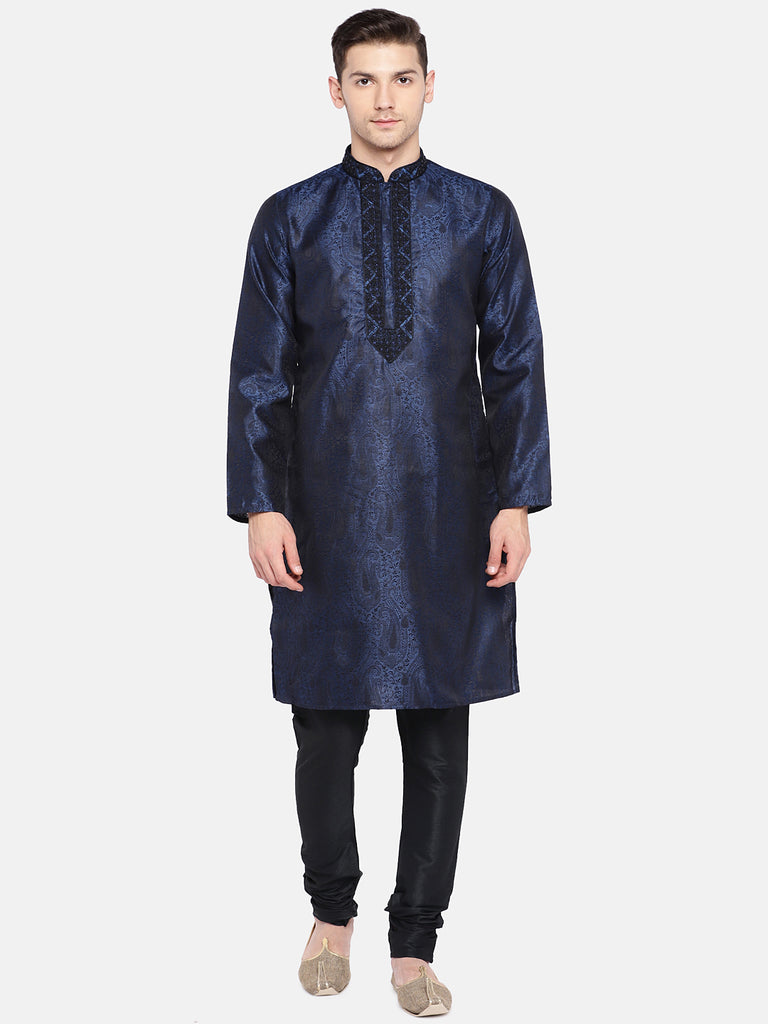 Men Straight Full Sleeve Navy Kp Set