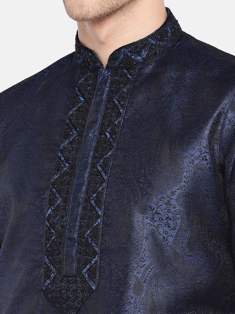 Men Straight Full Sleeve Navy Kp Set