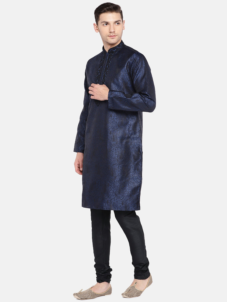 Men Straight Full Sleeve Navy Kp Set