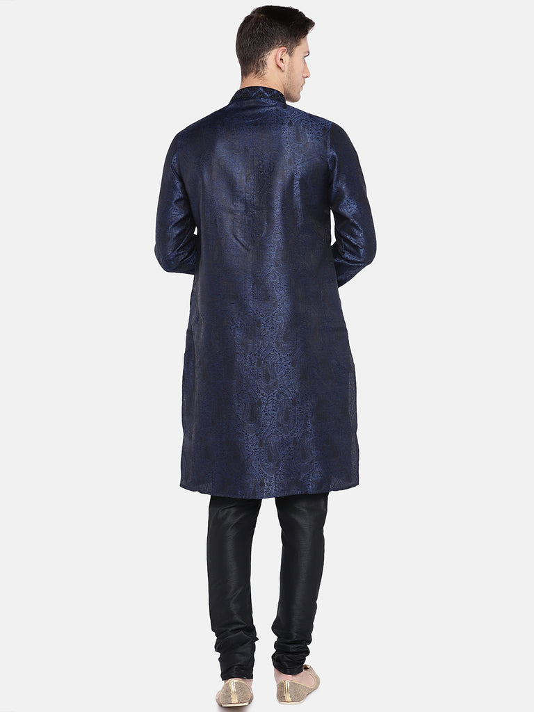 Men Straight Full Sleeve Navy Kp Set