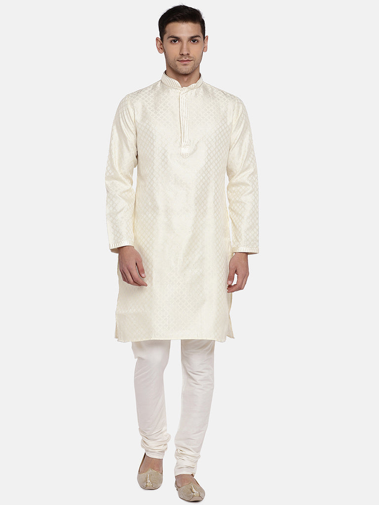 Men Straight Full Sleeve Cream Kp Set