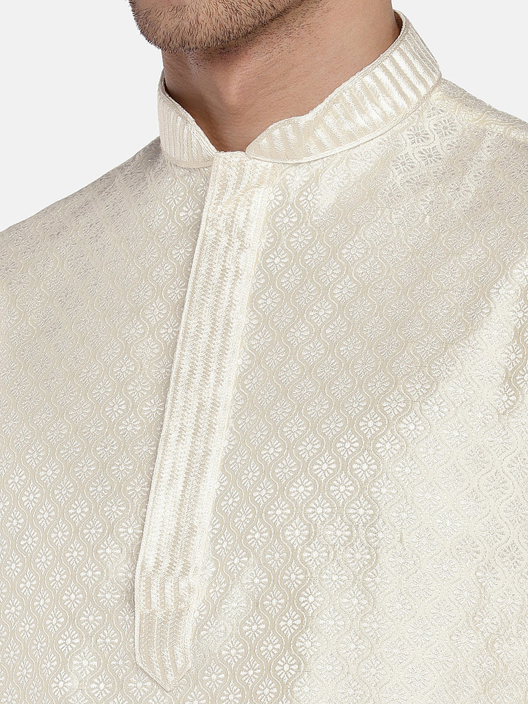 Men Straight Full Sleeve Cream Kp Set