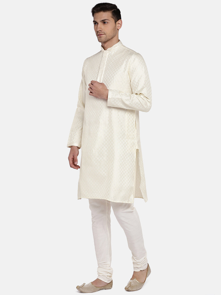 Men Straight Full Sleeve Cream Kp Set