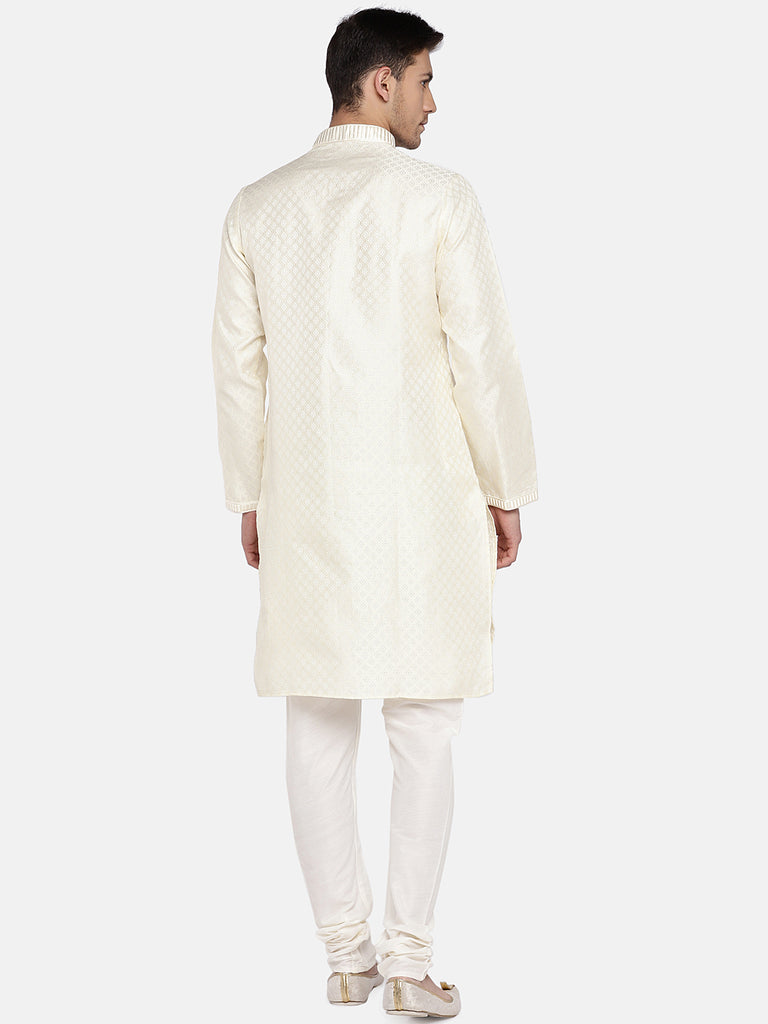 Men Straight Full Sleeve Cream Kp Set