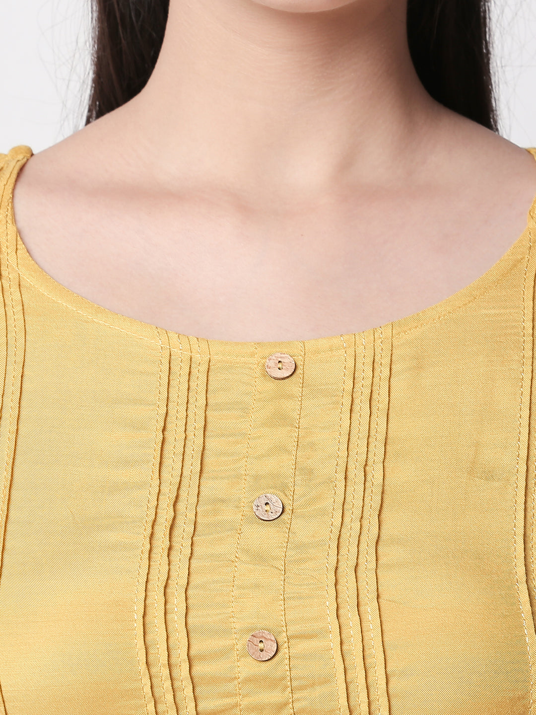 Women Straight Three-Fourth Mustard Kurta