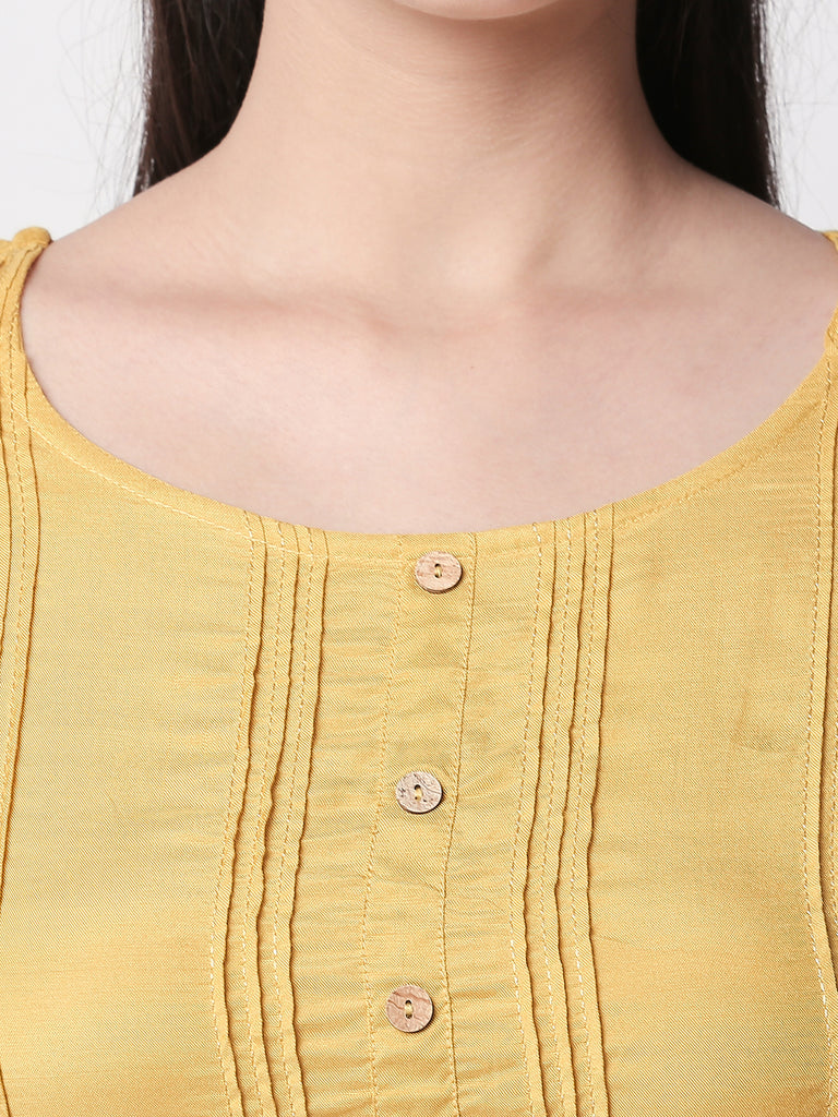 Women Straight Three-Fourth Mustard Kurta