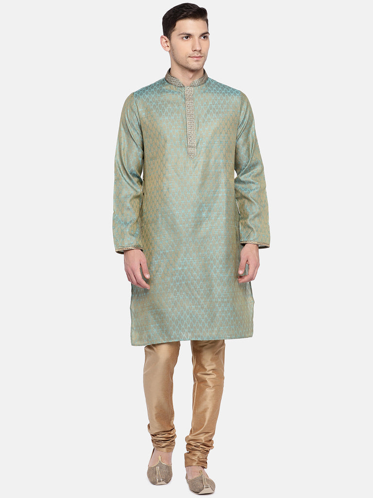 Men Straight Full Sleeve Turquoise Kp Set