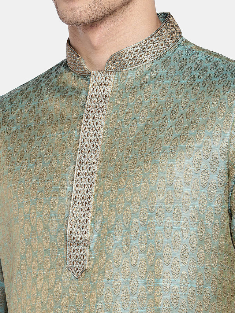 Men Straight Full Sleeve Turquoise Kp Set