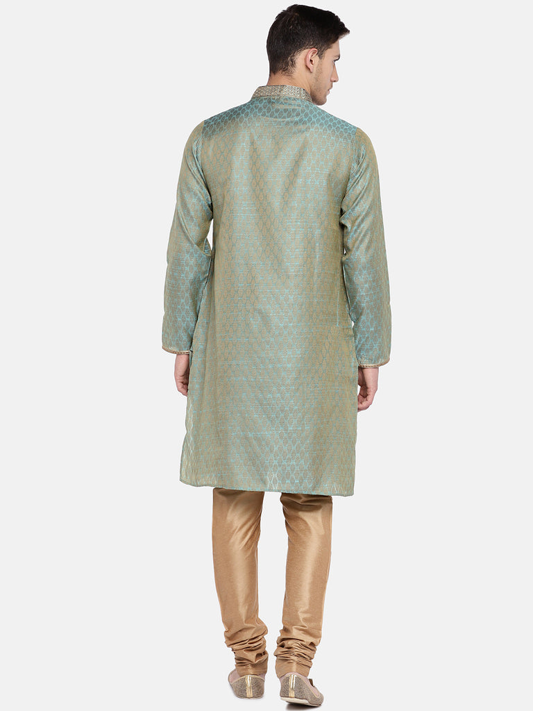 Men Straight Full Sleeve Turquoise Kp Set
