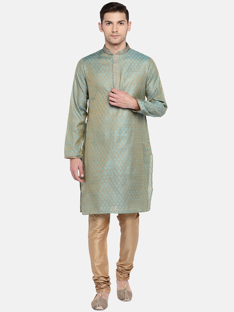 Men Straight Full Sleeve Turquoise Kp Set