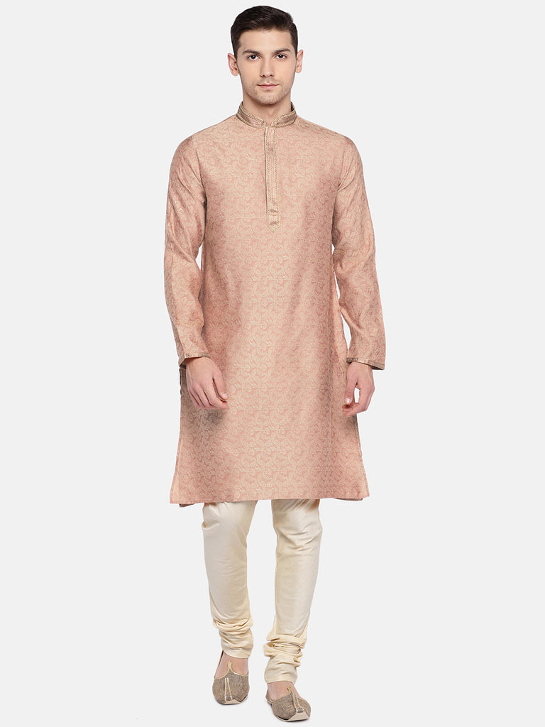 Men Straight Full Sleeve Peach Kp Set