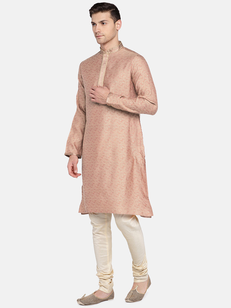 Men Straight Full Sleeve Peach Kp Set