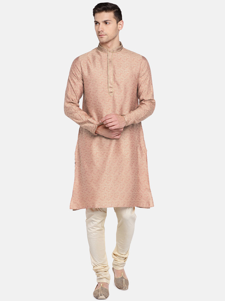 Men Straight Full Sleeve Peach Kp Set