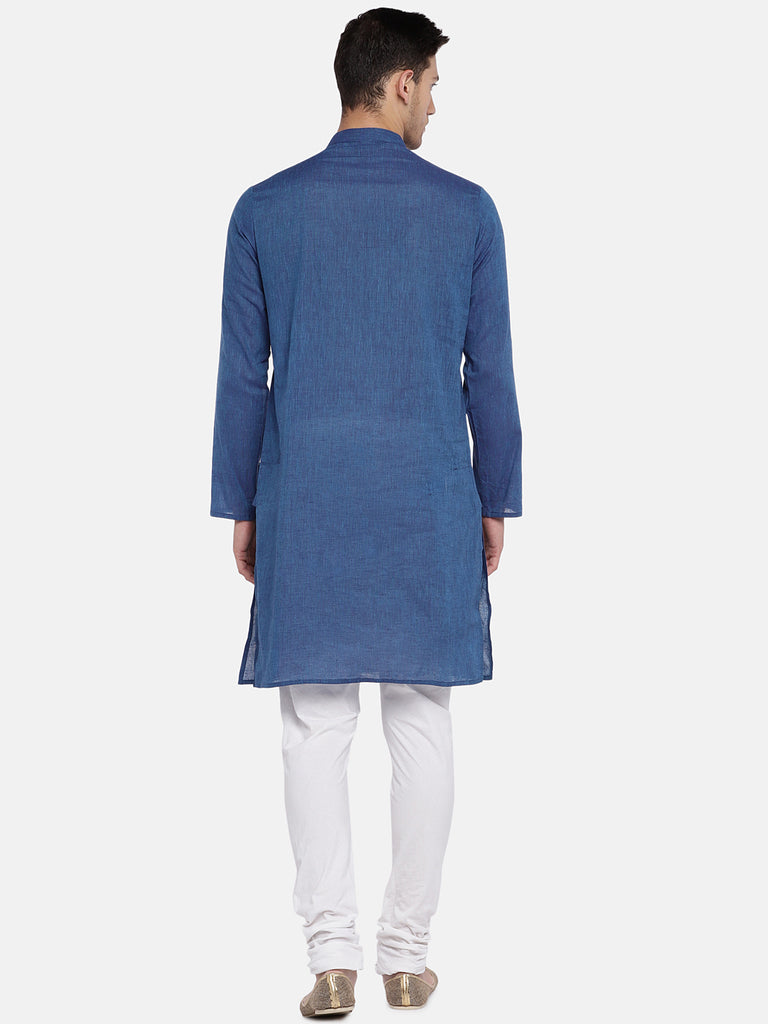 Occassion Men Straight Full Sleeve Blue Kurta